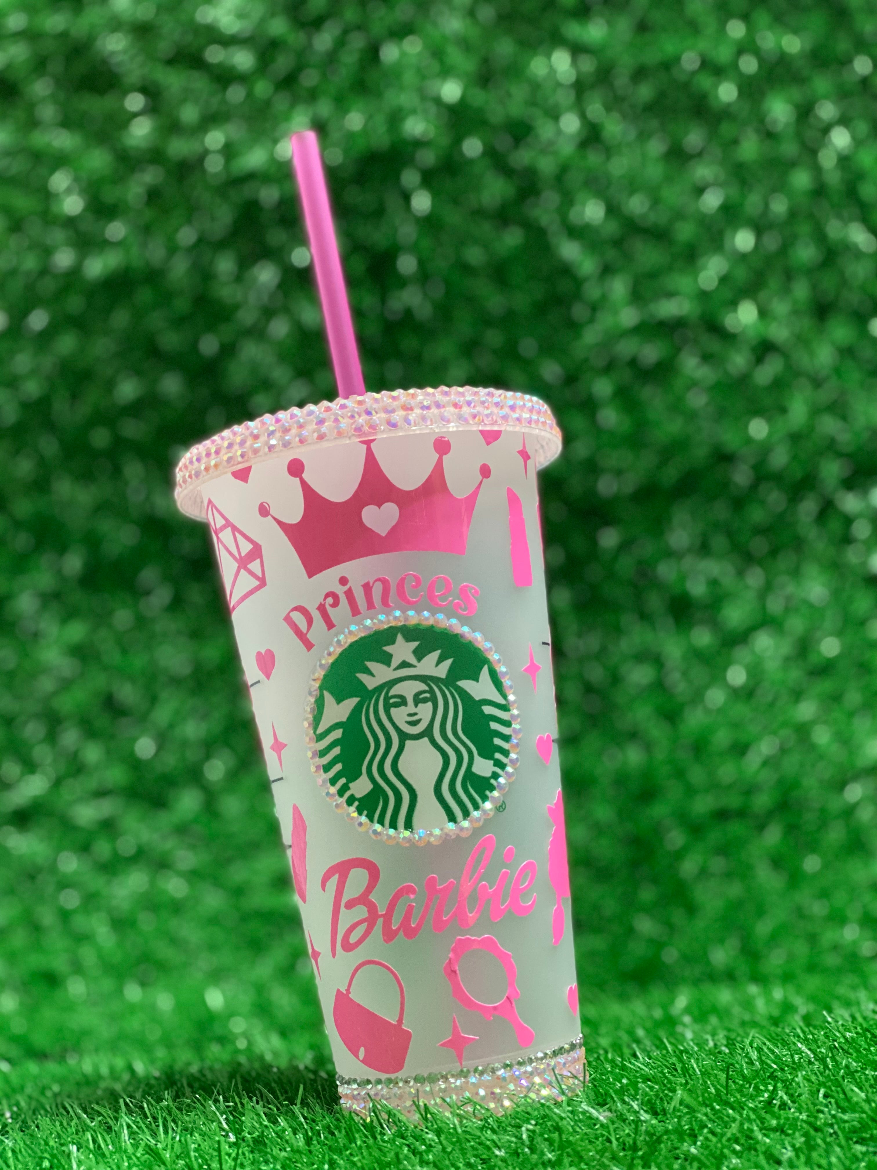 Starbucks Cold Cup Princess Pink Barbie – Dazzle Design Diva Inc.