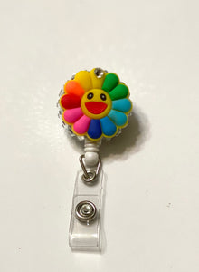 Flower Smile Color Face Badge Reel ID Badge Holder – Dazzle Design Diva Inc.